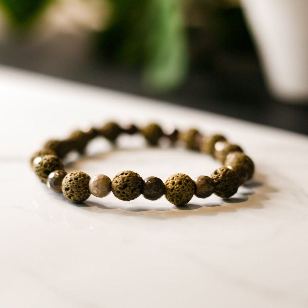 Lava rock bracelet for essential oils earth tones